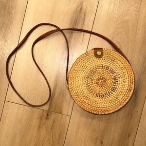 Wicker CrossBody Bag with leather details